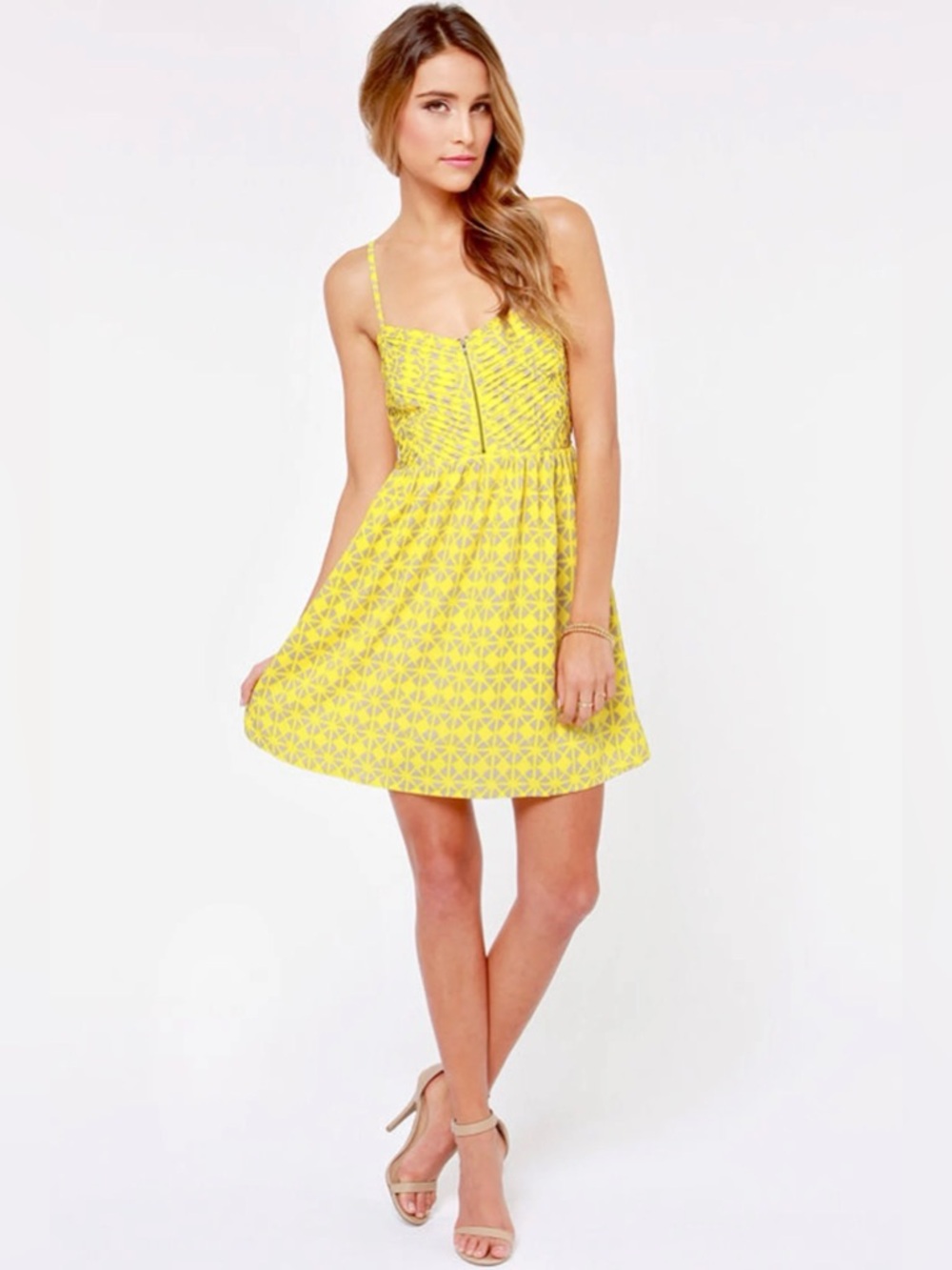 Roxy Yellow Geometric Mini Dress - Picture 6 of 15